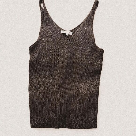 Drôle de Copié Y2K Sheer Woven Tank – Dark Charcoal Textured (Sz M/L) - Picture 1 of 6